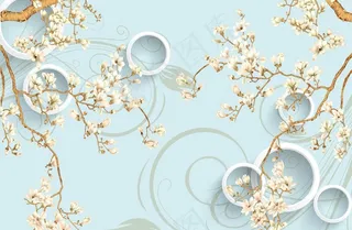 3D圆圈百花图背景墙图片