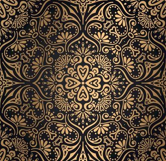 金色花纹黑底图片