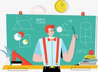 卡通数学老师上课插画图片