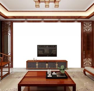 新中式背景墙纸样机图片
