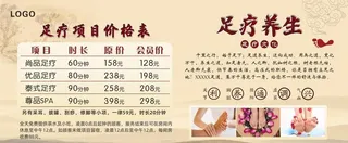 足疗价目表图片