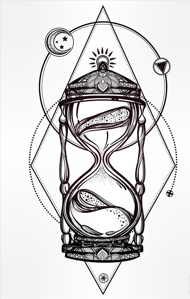 纹身图案沙漏矢量图下载图片