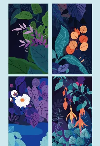 AI矢量手绘花插画图片