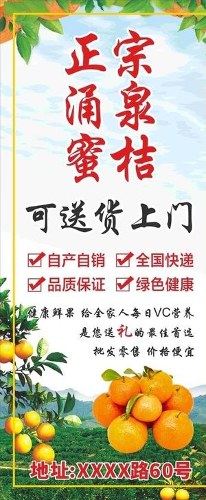 涌泉蜜桔展架海报图片