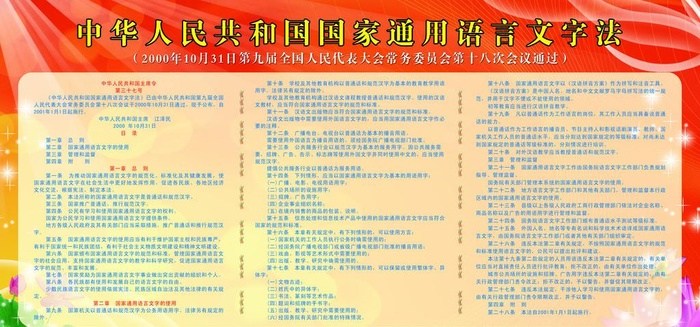 国家通用语言文字法图片(5175x2577)psd模版下载