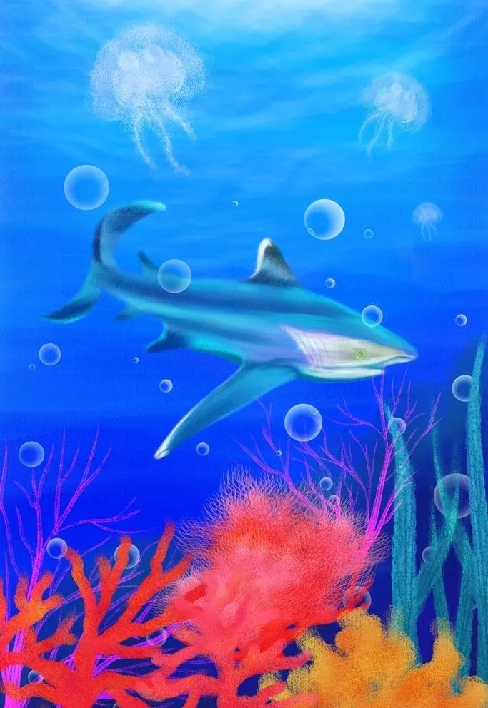 手绘梦幻小清新海洋插画图片