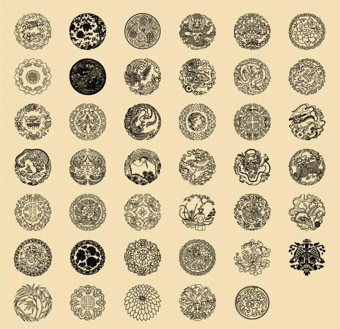 中国古典花纹图片ai矢量模版下载