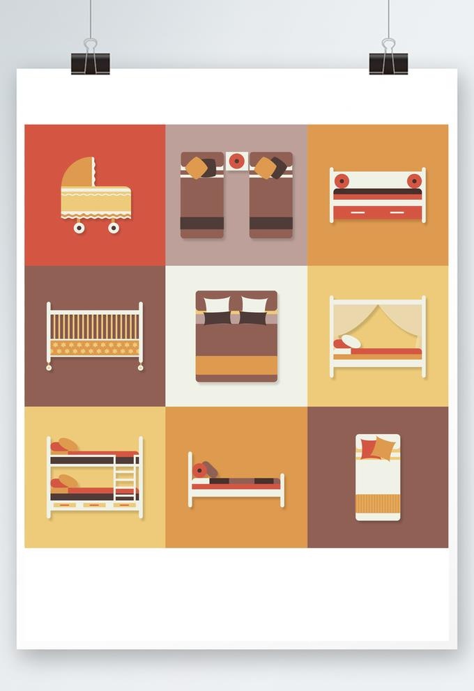 扁平化家具和床图片