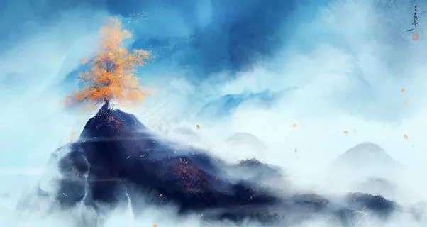 中国风大气插画场景图片