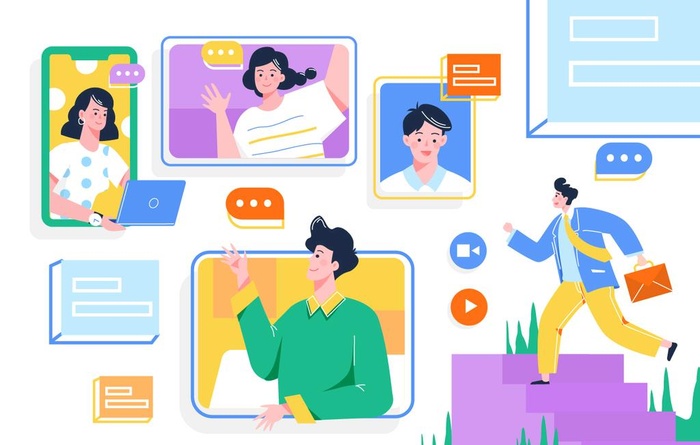 人物对话工作会议矢量素材图片