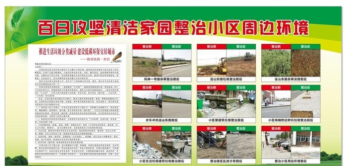 百日攻坚清洁家园整治周边环境图片cdr矢量模版下载