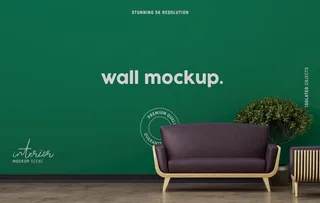 室内背景地板沙发盆景样机图片