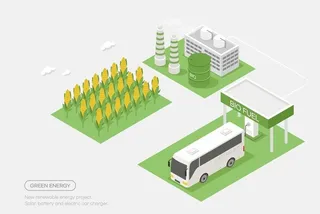 矢量绿色环保新能源现代农业插画图片