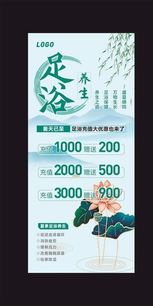 夏季足浴养生充值海报展架图片