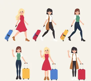 创意拉行李箱女子图片