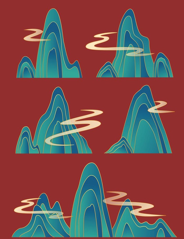 中国风 山云矢量图片