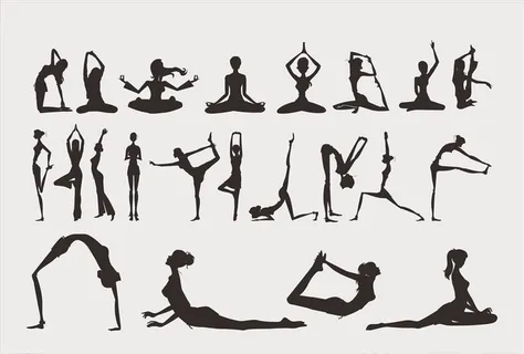 瑜伽动作剪影图片