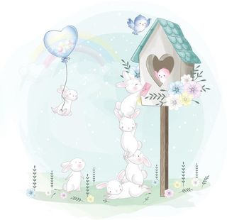 温馨浪漫动物插画图片