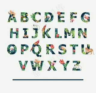 热带字母矢量图片