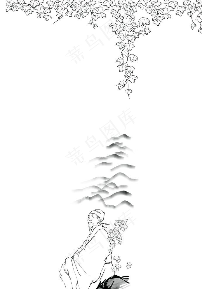线稿图片psd模版下载