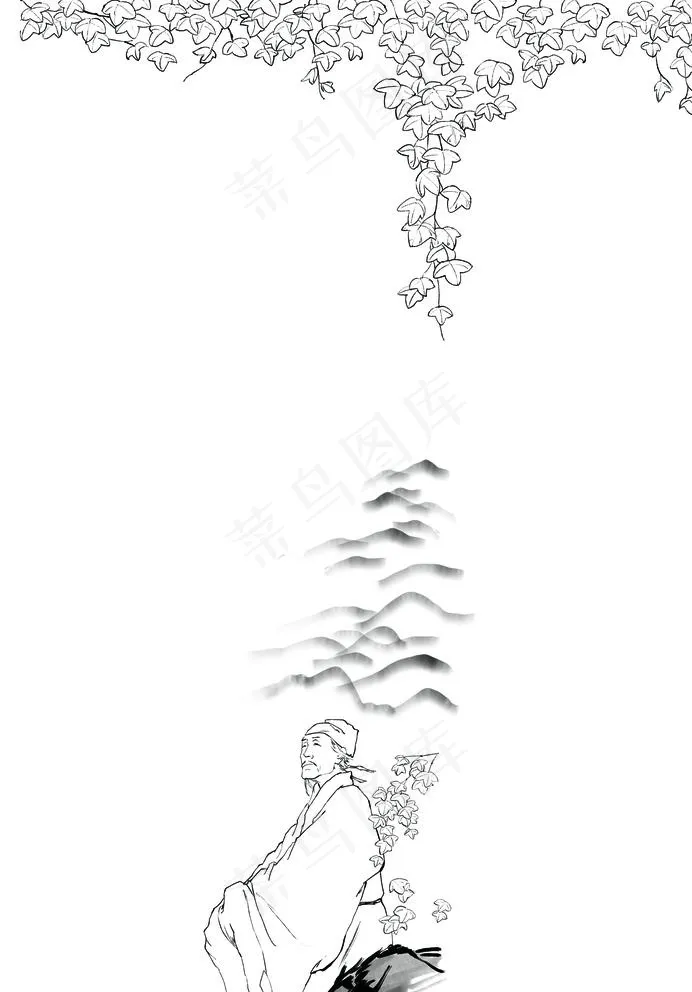 线稿图片psd模版下载