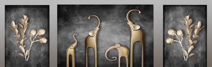 青铜大象三联画图片