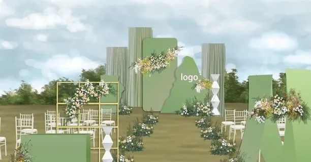 户外绿色婚礼主舞台效果图图片 户外绿色婚礼主舞台效果图图片