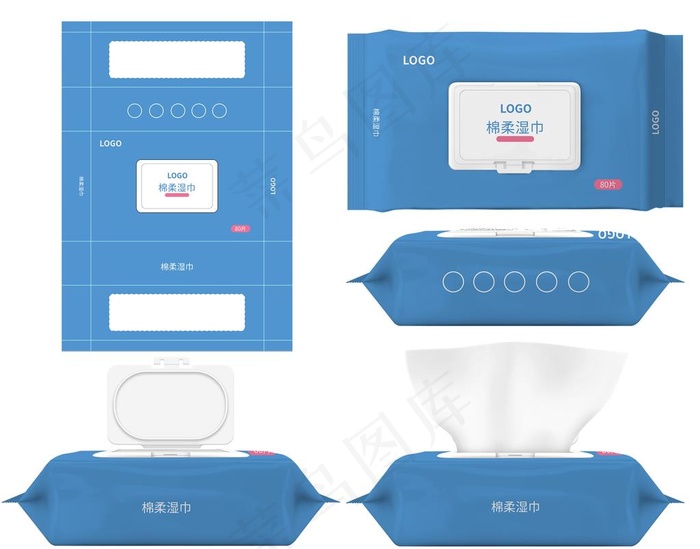 湿巾包装样机展示图片(2427x1978)psd模版下载