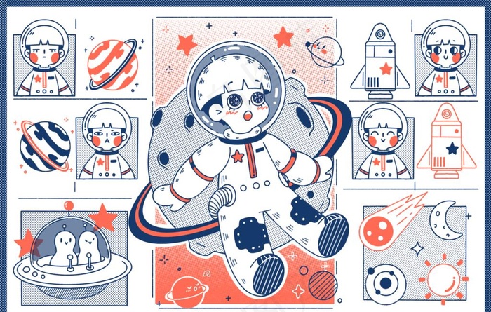 简笔画宇航员图片psd模版下载