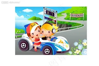 儿童赛车运动矢量素材图片