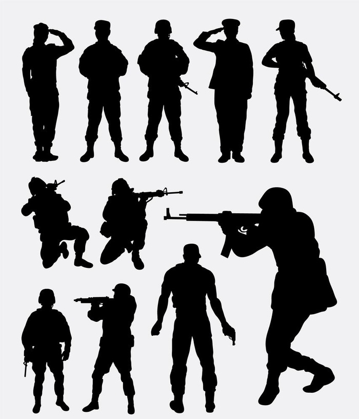 士兵剪影图片ai矢量模版下载