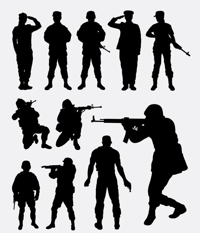 士兵剪影图片ai矢量模版下载
