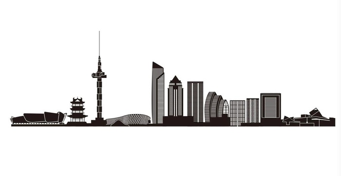 聚龙湖线描盐城建筑图片