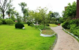 小区走道草地图片