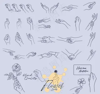 手绘线稿手势大全图片