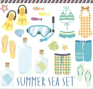 夏日沙滩用品矢量素材图片
