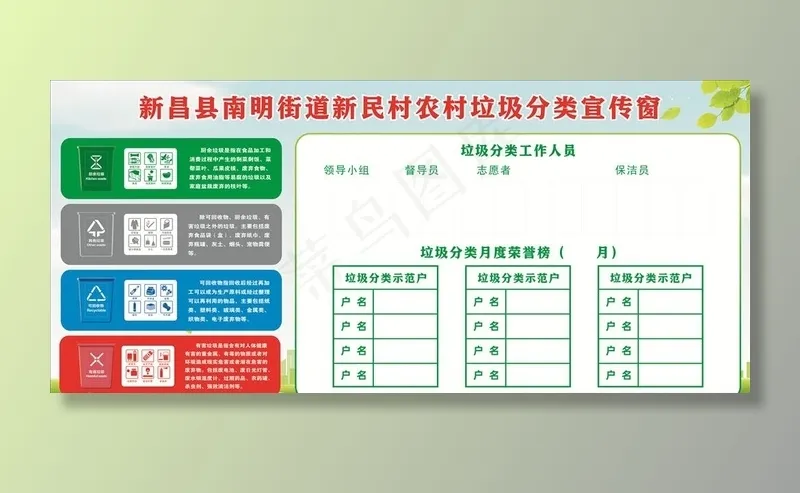 垃圾分类图片cdr矢量模版下载