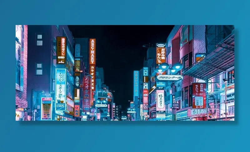赛博朋克城市图片(1920x900)psd模版下载