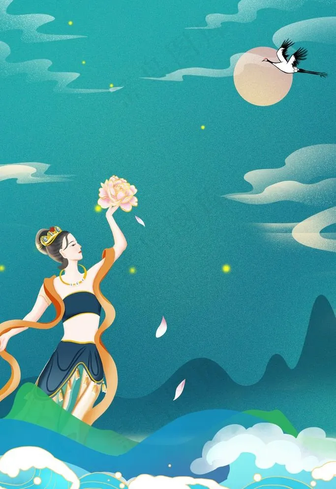 敦煌飞天图片psd模版下载