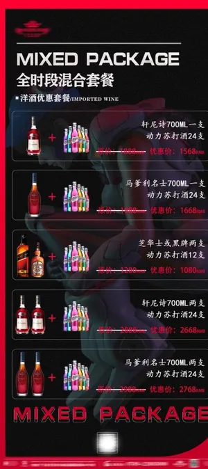 夜店酒吧酒水套餐海报图片