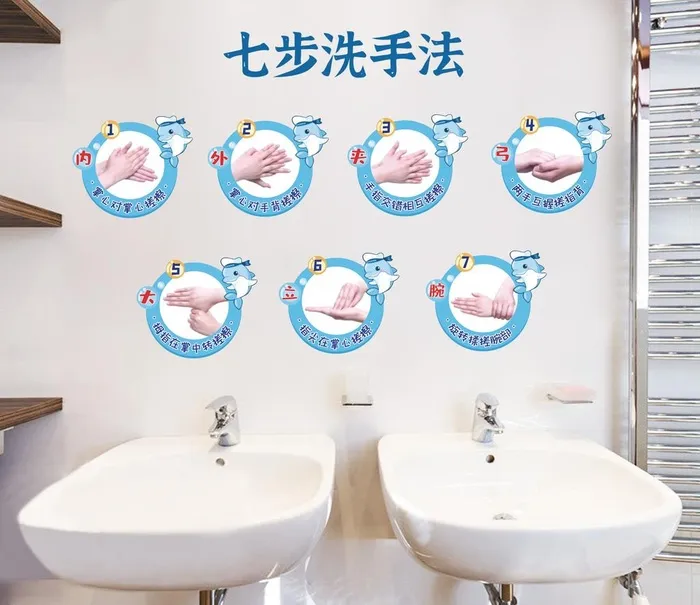 小学幼儿园七步洗手法文化墙图片ai矢量模版下载