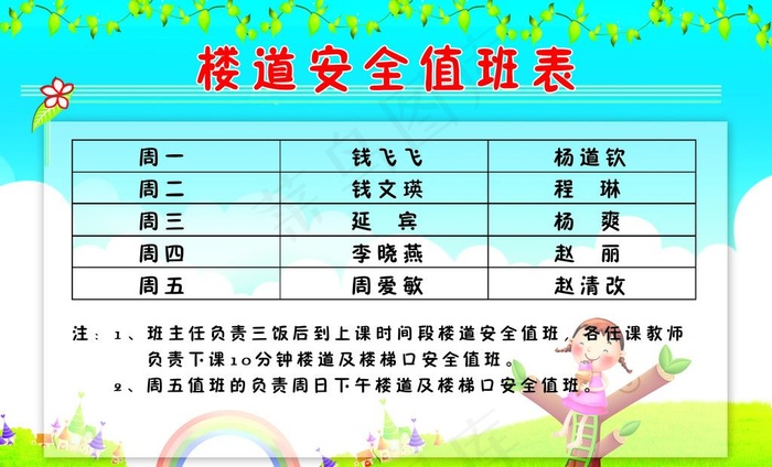 安全值班表图片