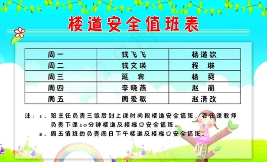 安全值班表图片