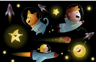 卡通太空人物狗图片