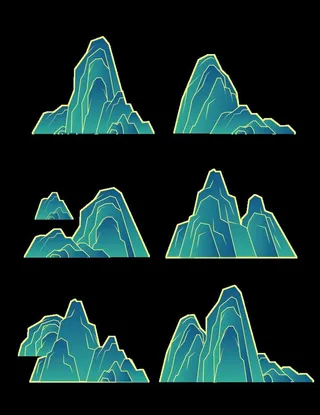 中国风国潮山纹中式山纹装饰图案图片