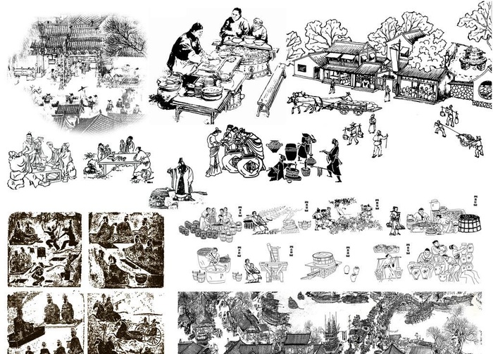 复古图 酿酒图图片