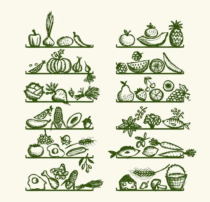 素描水果蔬菜图片eps,ai矢量模版下载