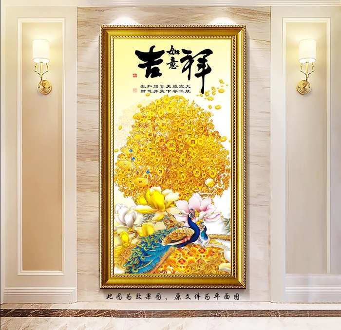 黄金发财树玄关画图片