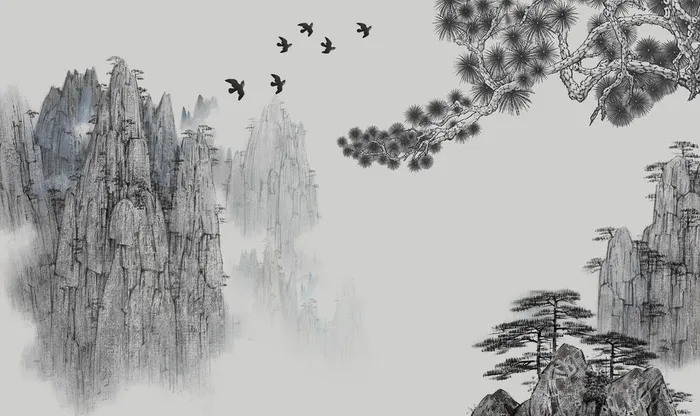 新中式水墨山水画图片(9071x5669)psd模版下载