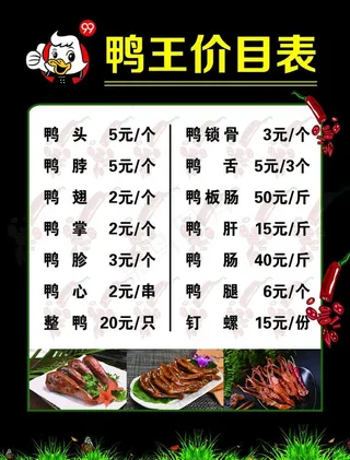 鸭货价格表图片